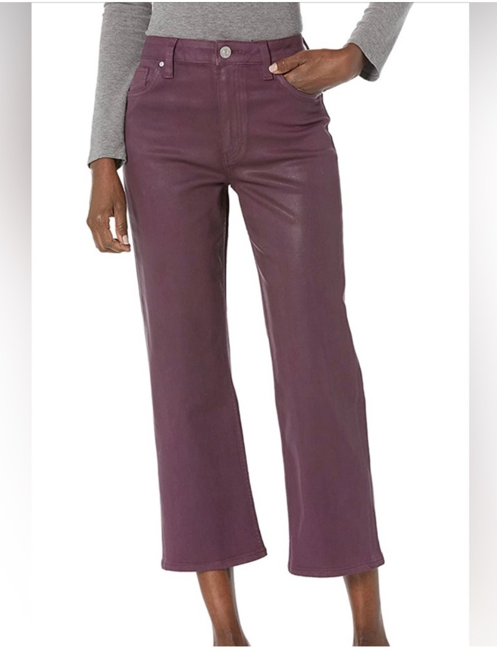 Hudson Remi Straight Crop Jeans in Coated Grape